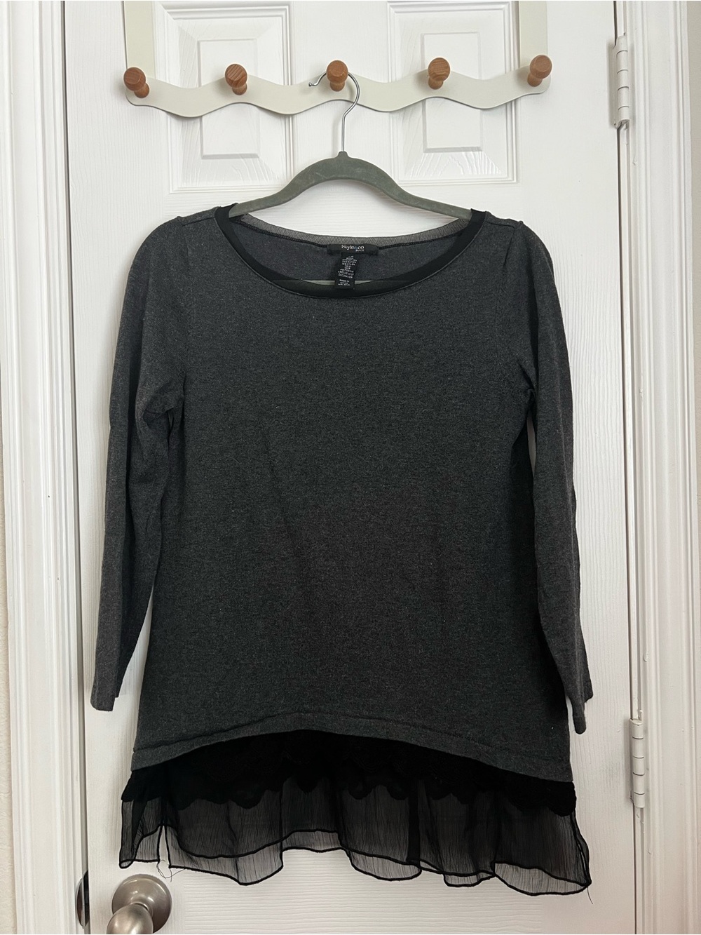 Style & Co Grey Trimmed Sweater, Size M Petite